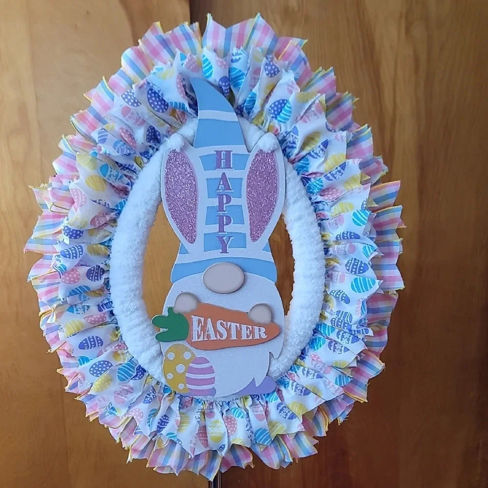 Easter Bunny Wreath with Pastel Colors